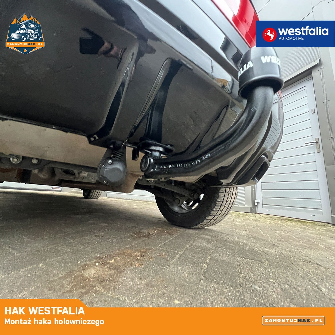Detal montażu haka Westfalia w Range Rover Evoque
